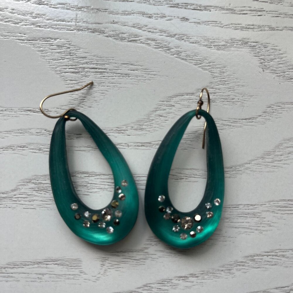 Alexis Bittar Teal Blue Crystal Teal Earrings